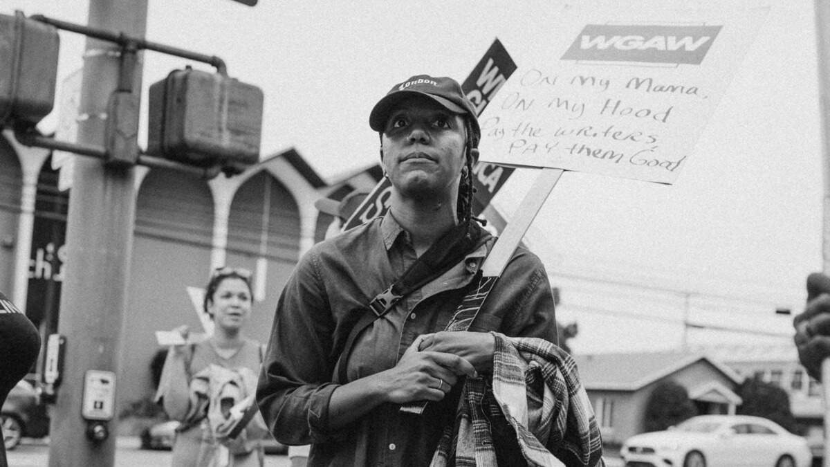 Undine Shorey at a writer’s strike in California