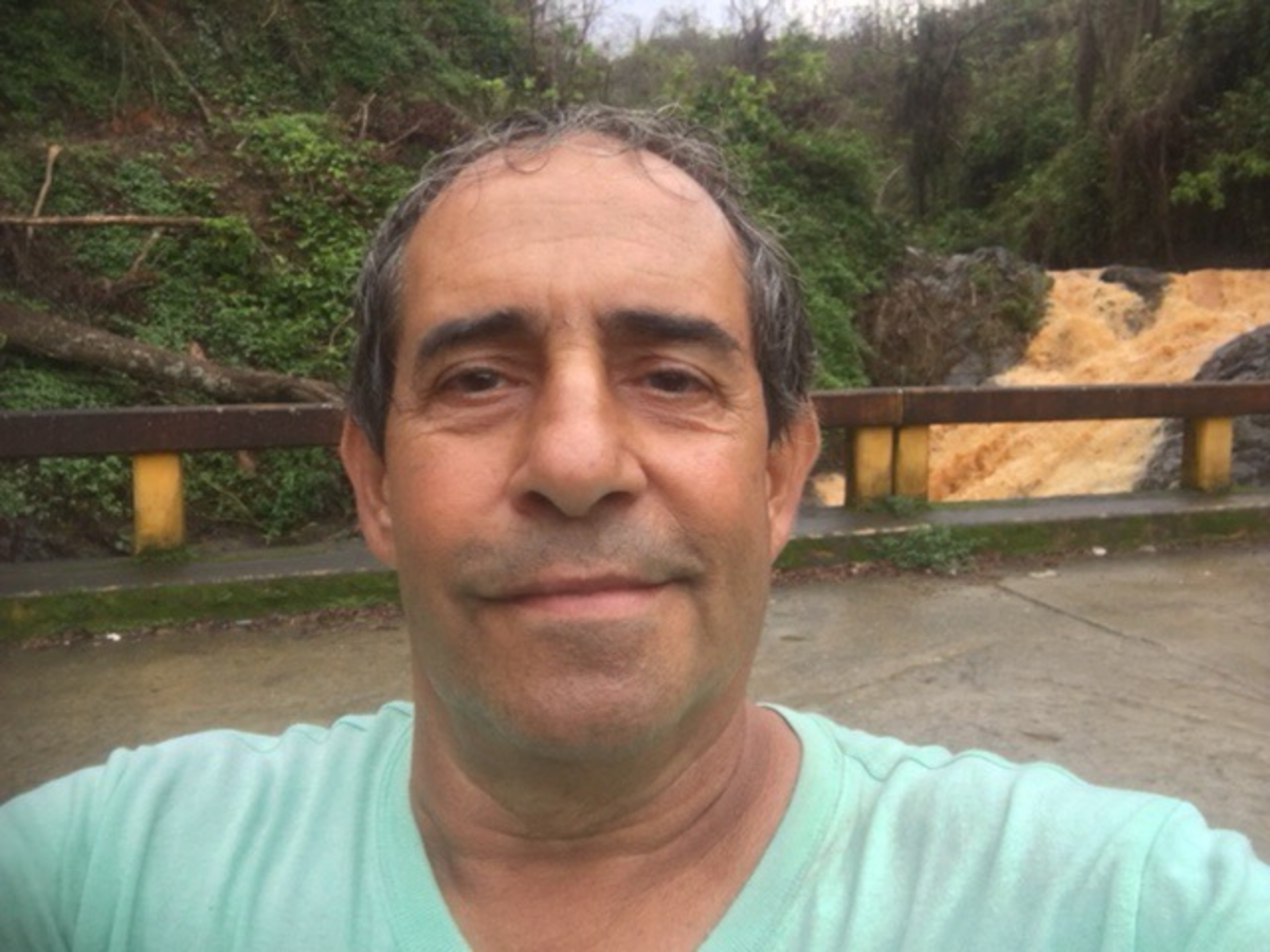 Jose "Pepin" Lugo takes a selfie while surveying the damage that Hurricane Maria left in Puerto Rico.