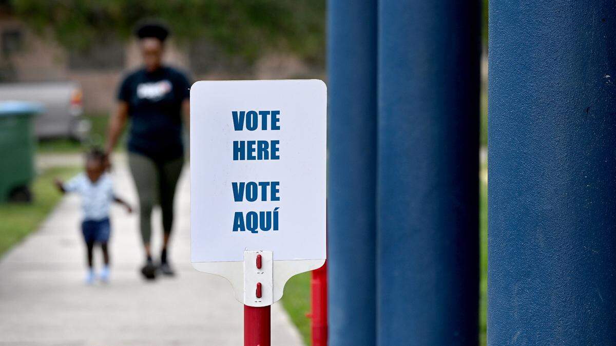 Voters outside the Palmetto Youth Center on Nov. 5, 2024.