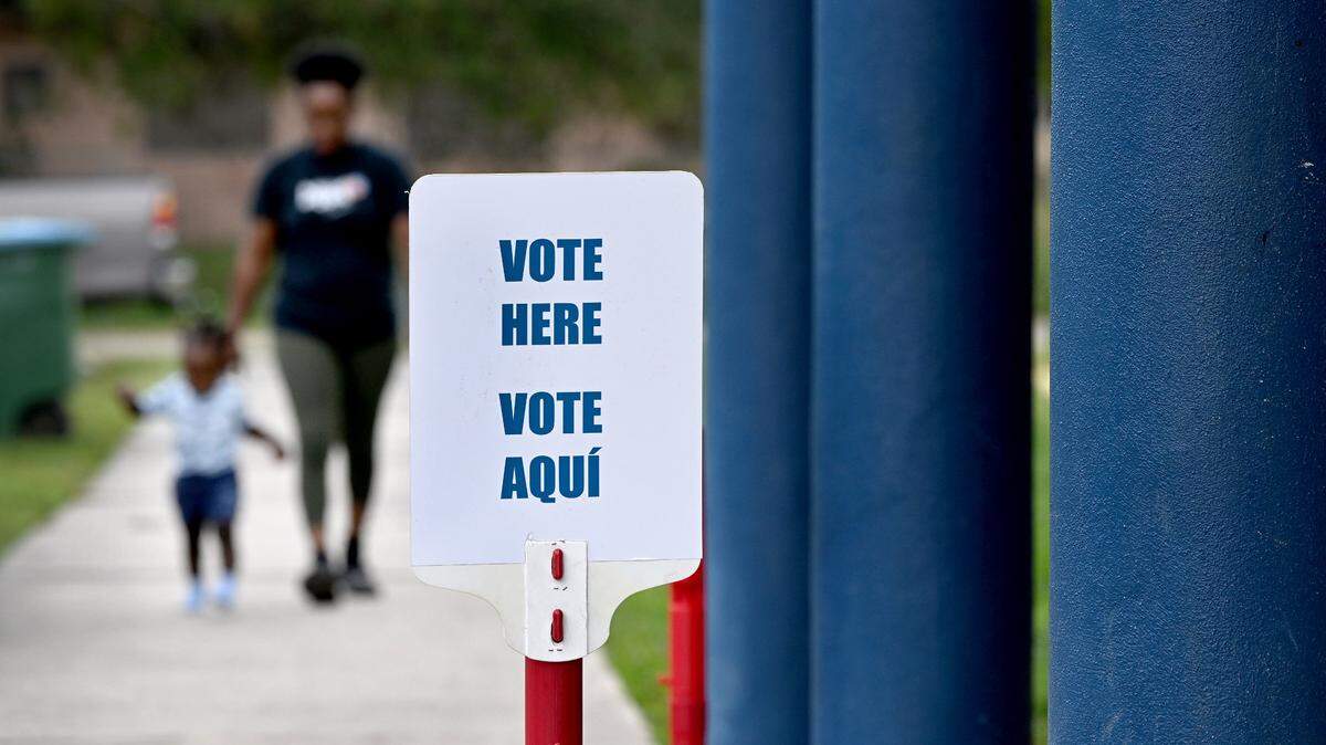 Voters outside the Palmetto Youth Center on Nov. 5, 2024.
