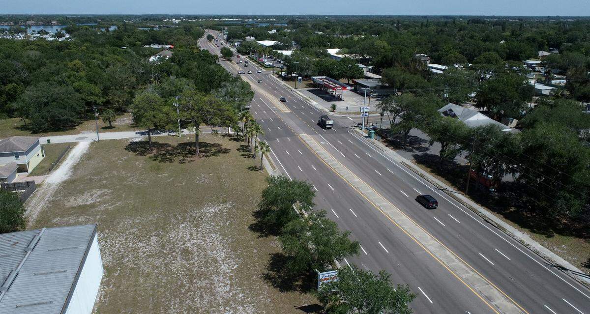 An aerial photo taken on April 17, 2024, shows the property at 2229 Manatee Ave. E. in Bradenton where Bradenton officials will build a new $7.9 million fire station.