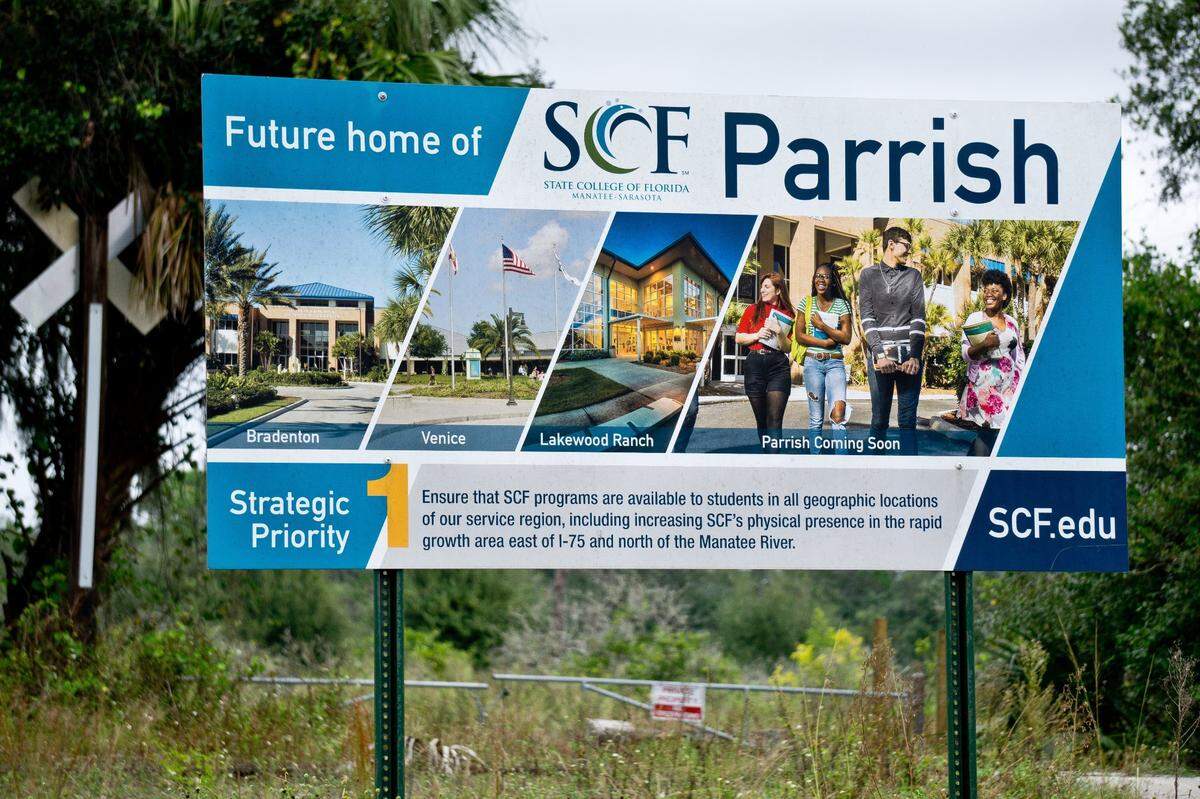 State College of Florida is planning a campus in Parrish at 11680 Erie Road. Plans were interrupted by the pandemic. A new Manatee County review is slated.