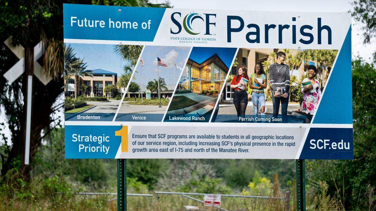 State College of Florida is planning a campus in Parrish at 11680 Erie Road. Plans were interrupted by the pandemic. A new Manatee County review is slated.