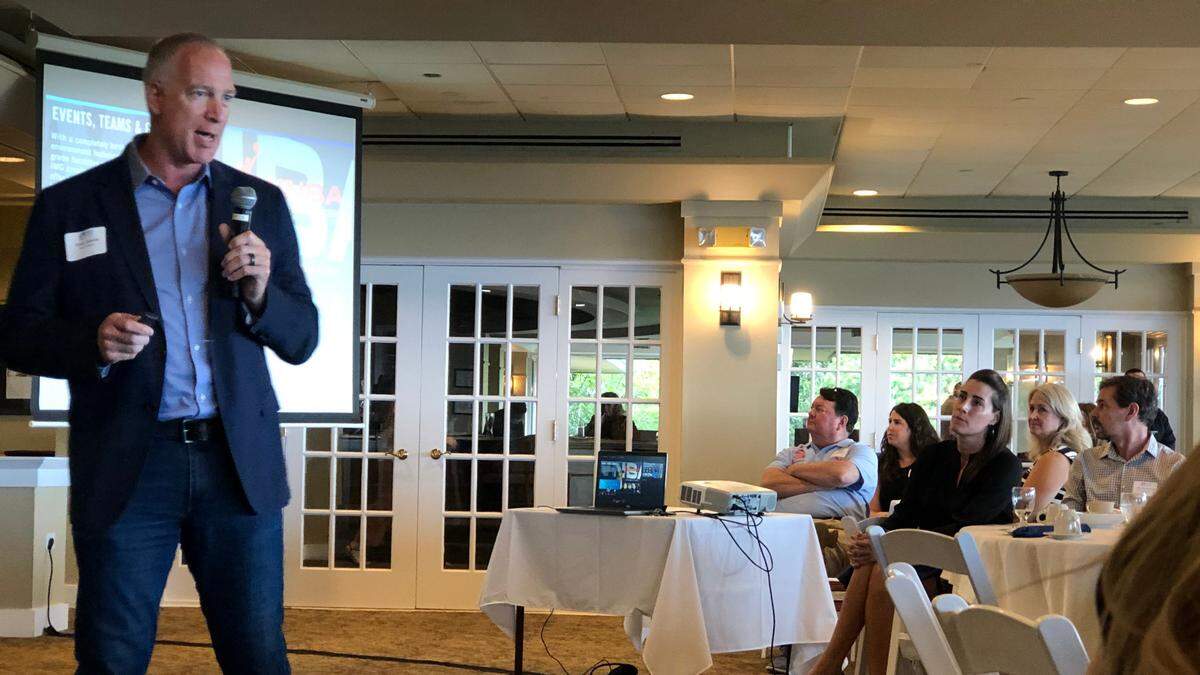 10/13/2021--Chris Ciaccio, senior vice president for IMG Academy, offered insight into IMG’s wide-ranging role during a Manatee Chamber of Commerce Headliners Luncheon.