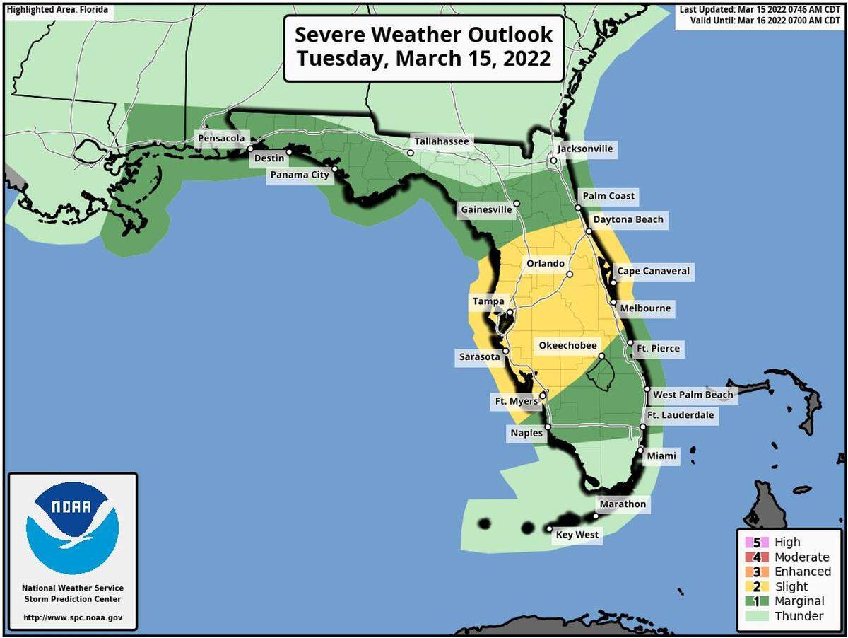 Severe weather chances on Tuesday, March 15, 2022.