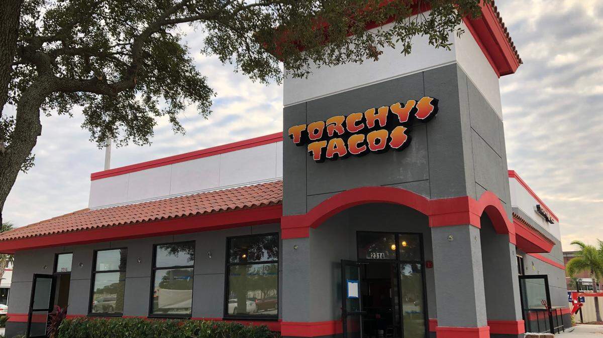 One of the first Torchy’s Taco restaurants in Florida is nearing completion in St. Petersburg near the Tyrone Square Mall, shown Dec. 16, 2022.
