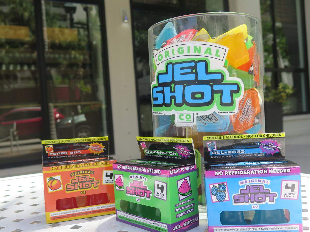 Jel Shot Co. sells its products in 4-packs and party trays of 30 at liquor stores ansd bars in the Bradenton-Sarasota area. The company’s website lists exact location. Kevin Harrington, a star of the hit show “Shark Tank,” has partnered with Jel Shot Co. to help expand distribution.