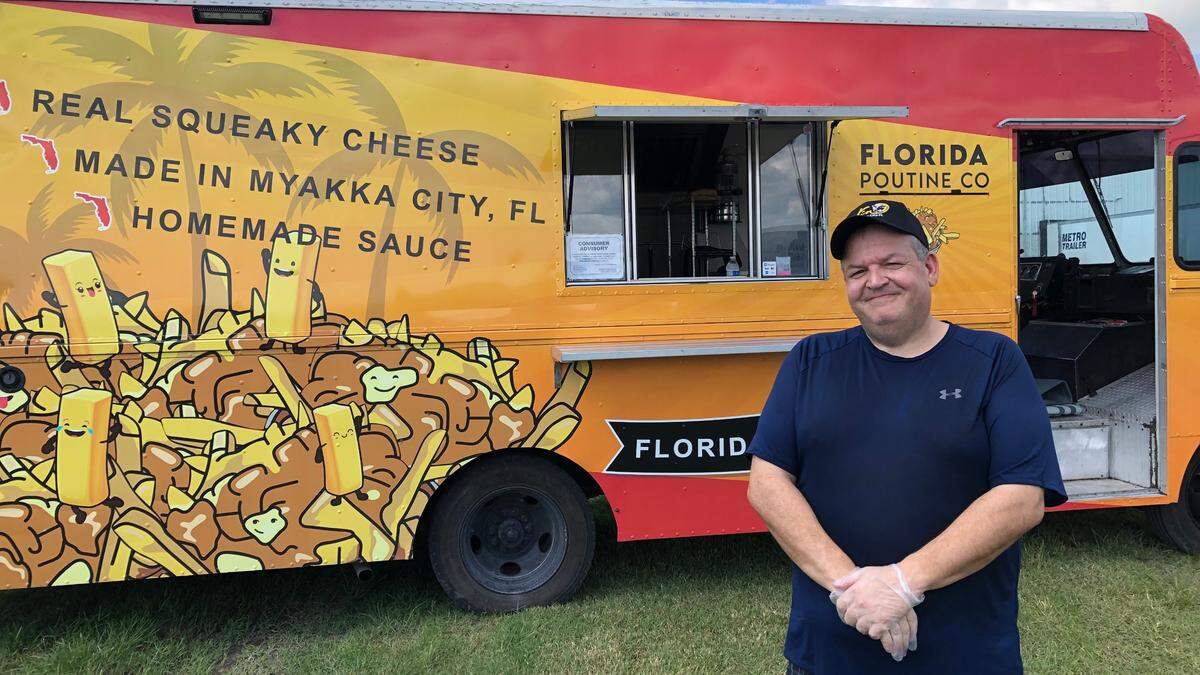 9/28/2021--Eric Primeau, owner/operator of Florida Poutine Co., has started a food truck business in Myakka City. He hopes to introduce poutines (French fries and cheese curds topped with gravy) countywide.