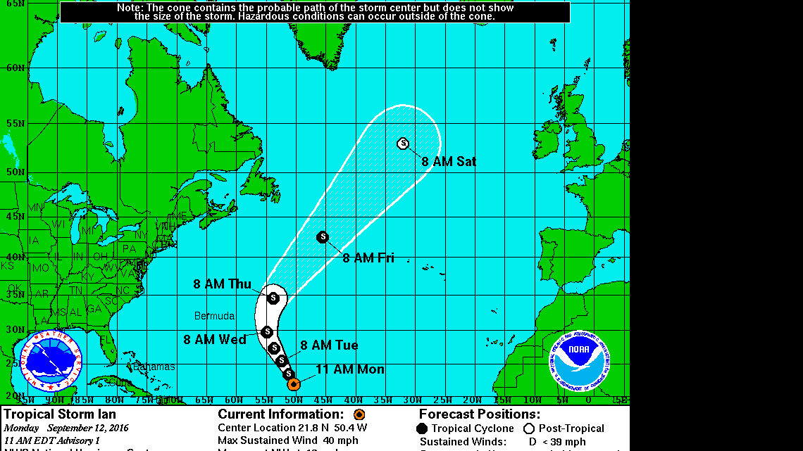 Tropical Storm Ian forms, no threat to land