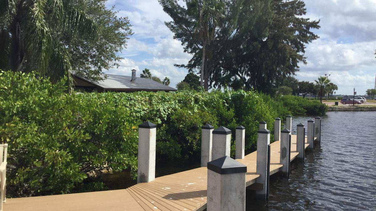 Looking east from the new dock at the Riverside Park West boat ramp will eventually feature an eatery with a walkable deck to allow visitors to peer over the top of the mangrove shoreline of the Manatee River to enjoy food, beverage or the view. It is just one project for the Palmetto Community Redevelopment Agency as it updates its five-year plan.MARK YOUNG/Bradenton Herald