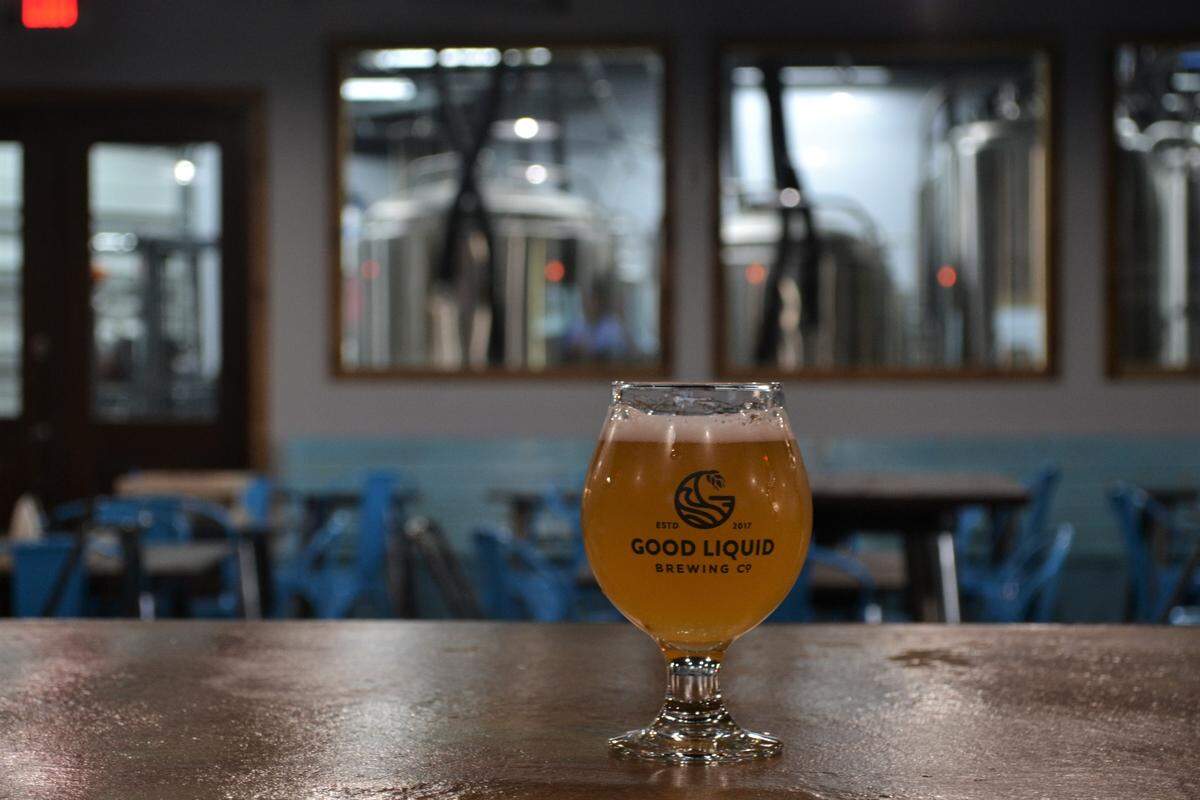 The Good Liquid Brewing Co. is Bradenton's newest brewery, and there is something for every taste on the tap list. Pictured is a glass of Kumquat and Sour Orange Gose.