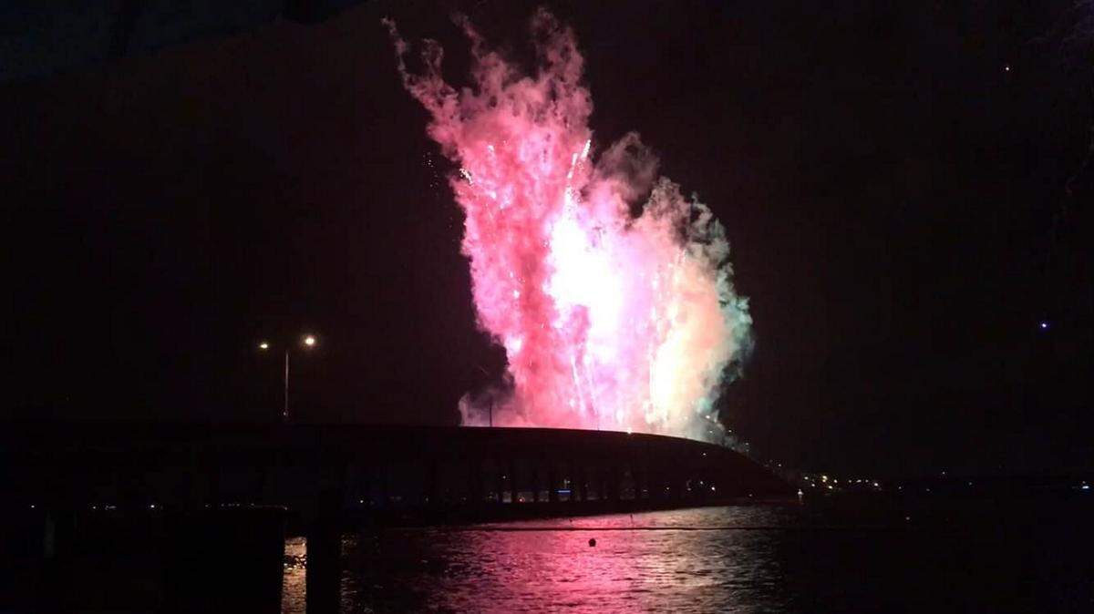Despite a rainy and cold Bradenton Area River Regatta, the concluding fireworks show still went on as scheduled and ended events with a bang and a rainbow. KATE IRBY/Bradenton Herald