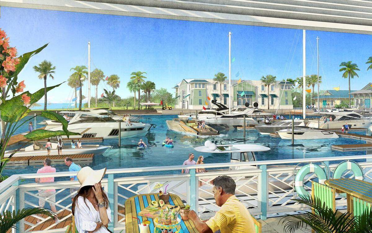 An artist's rendering shows a view of the One Particular Harbour Marina on Anna Maria Sound.