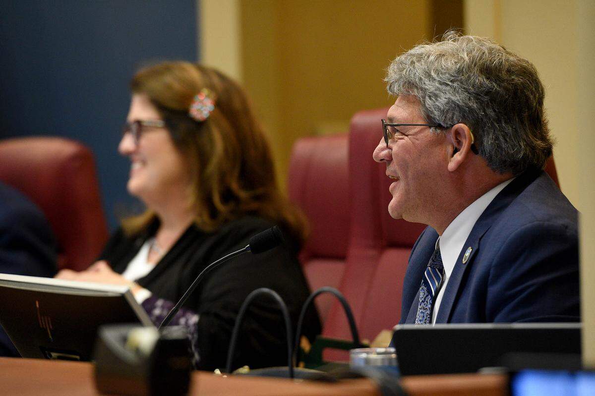 11/16/21—Manatee County Administrator Scott Hopes during discussion of the redistricting maps in chambers Tuesday.