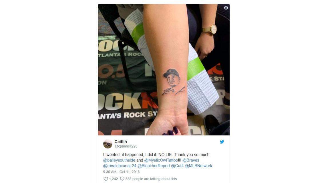 This Braves fan made a bold statement. Now she has a tattoo of an MLB player’s face