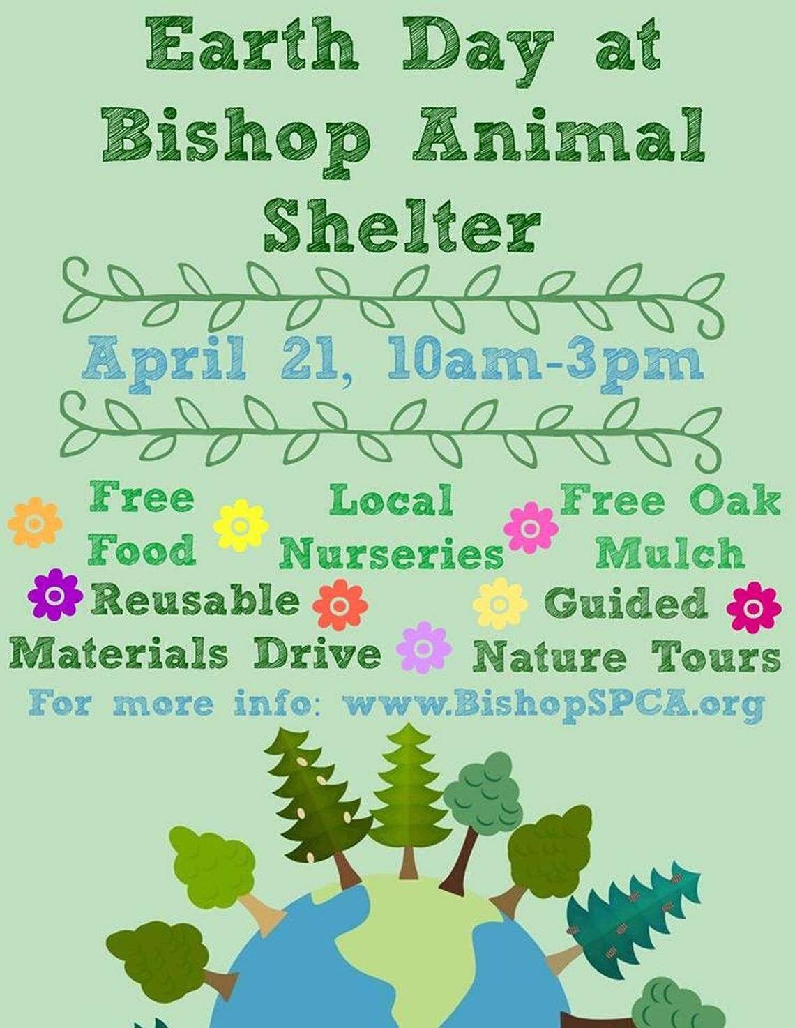 Bishop Animal Shelter SPCA of Manatee County will host an Earth Day celebration Saturday.