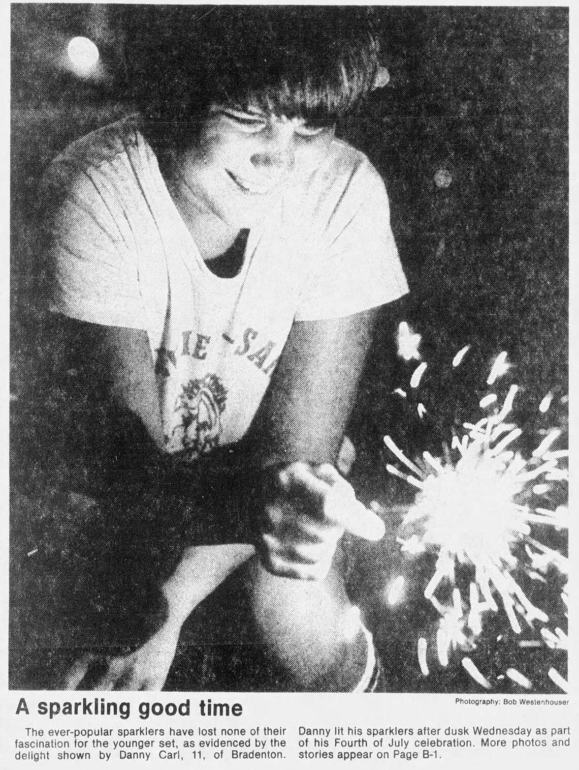 The Bradenton Herald published this photo of 11-year-old Danny Carl holding a sparkler back in 1979.