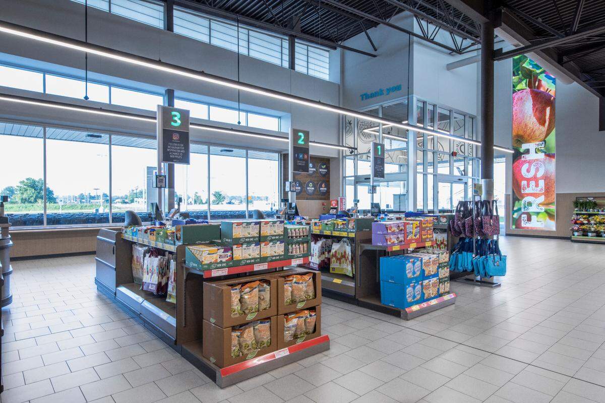 Fast-growing Aldi announced this week that its first store at Lakewood Ranch opens 9 a.m. Thursday, July 7. The store will be open daily from 9 a.m. to 8 p.m. Shown above is the checkout counter of a typical store.