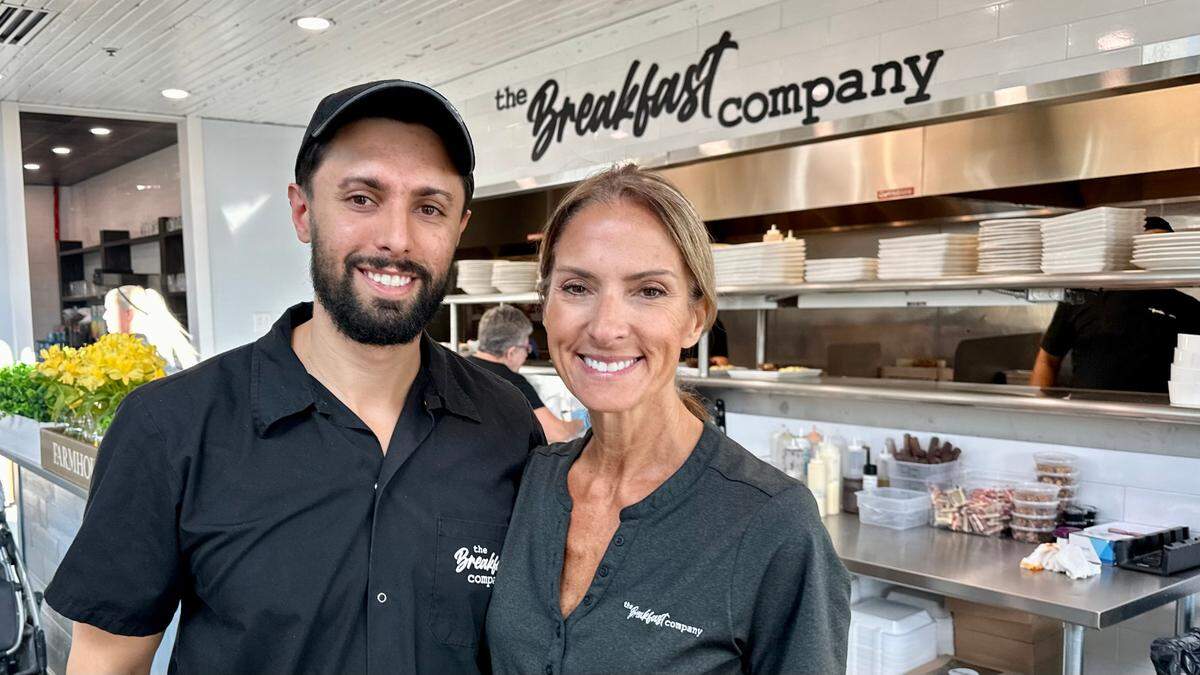 Terri Syros, and her son, Dimitri Syros, recently opened their newest The Breakfast Company location at 8491 Cooper Creek Blvd. in The Shoppes at University Town Center.