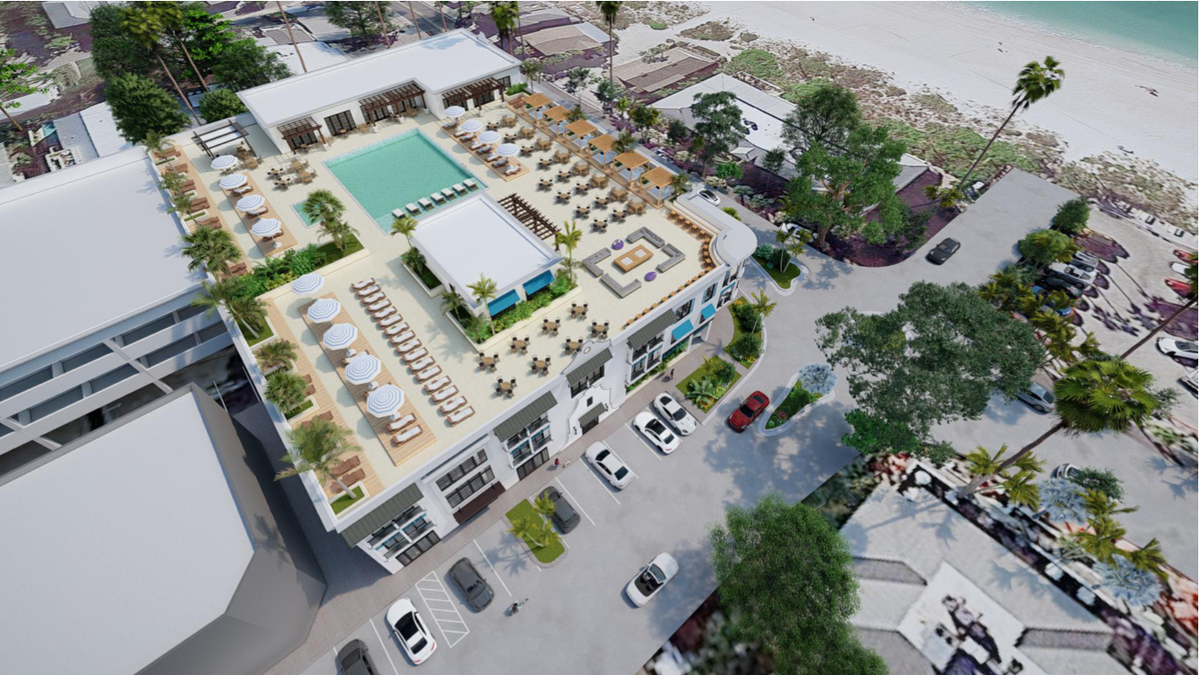 Developers are proposing to build a 103-room, four-story hotel with rooftop swimming pool in Bradenton Beach.