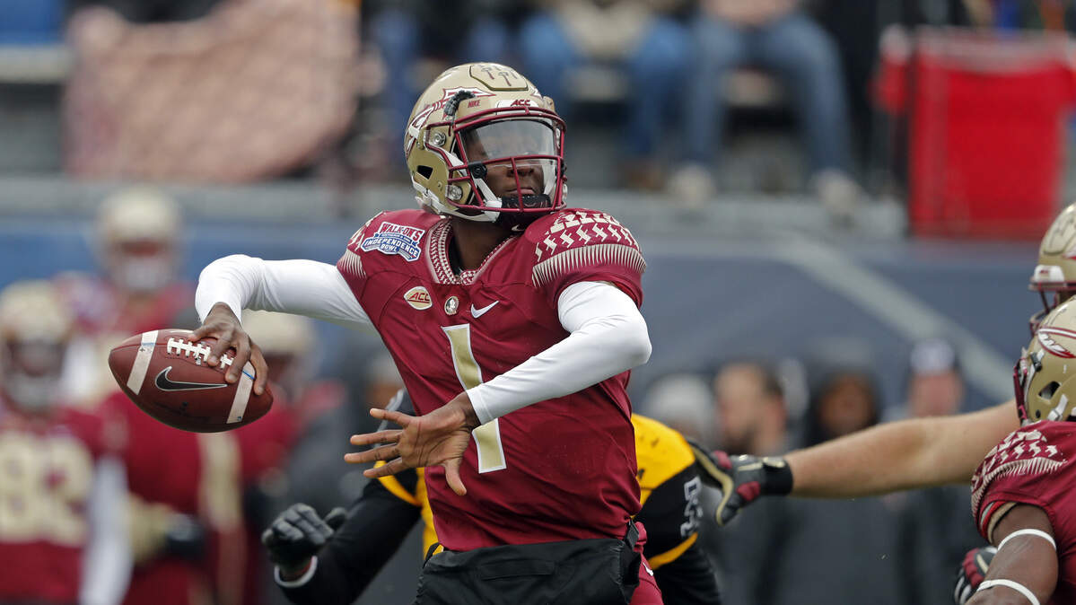 Florida State quarterback James Blackman (1) passes in the first half of the Independence Bowl NCAA college football game against Southern Mississippi in Shreveport, La., Wednesday, Dec. 27, 2017.
