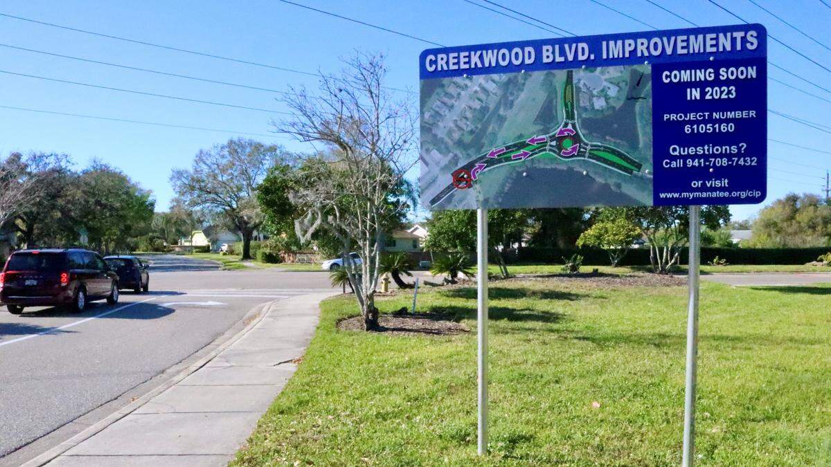 Construction could start this year on a roundabout on Creekwood Boulevard and 52nd Place East, shown Feb. 13, 2023, at a cost of $1.75 million.