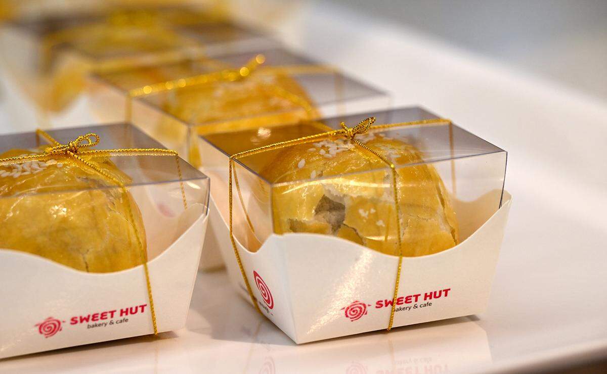 Taro pastry on display at Sweet Hut Bakery at 419 Cortez Road West on June 11, 2025.