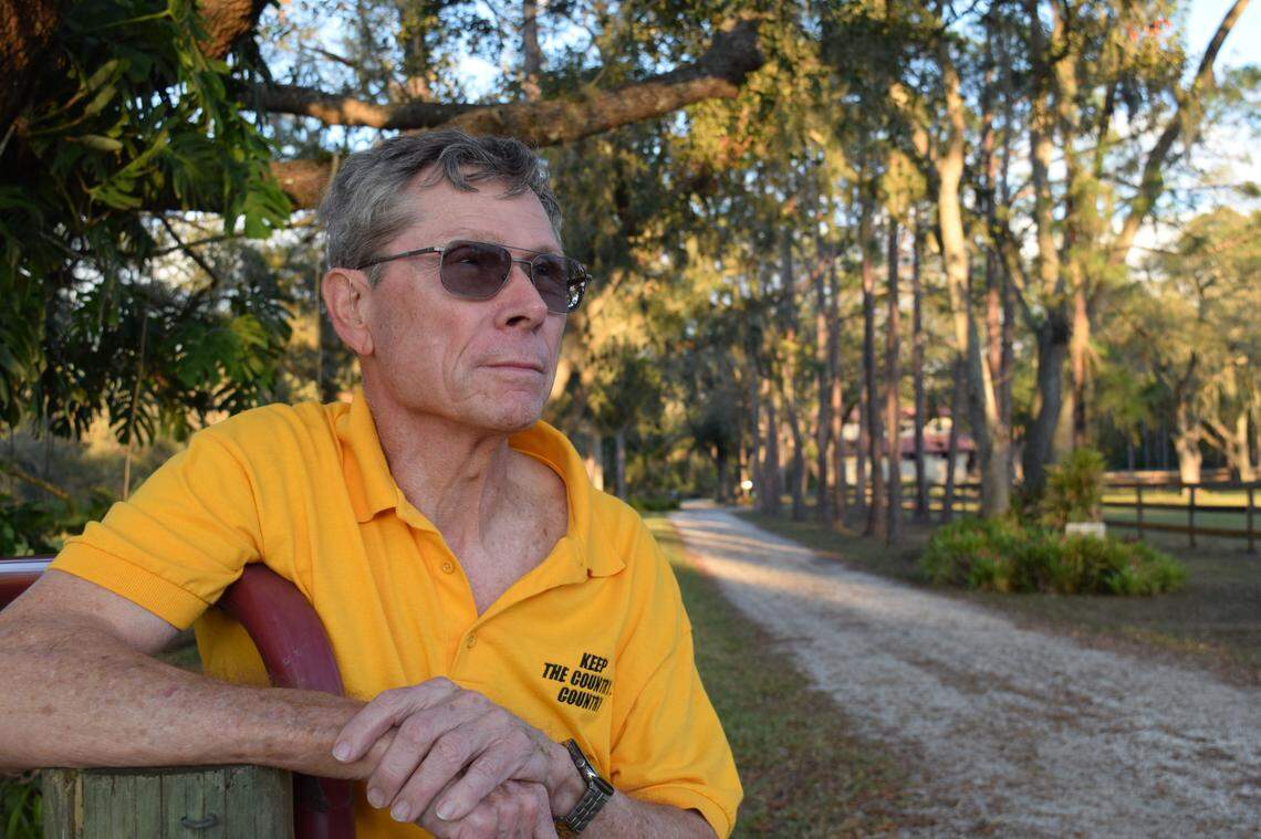 Michael Hutchinson, a board member with the grassroots nonprofit Keep the Country Country, at his home in rural Sarasota County.