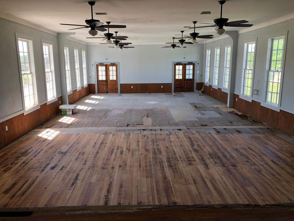 3/4/2021--Renovation of the auditorium is the focus of efforts at the historic 1914 Myakka City school, 10060 Wauchula Road.