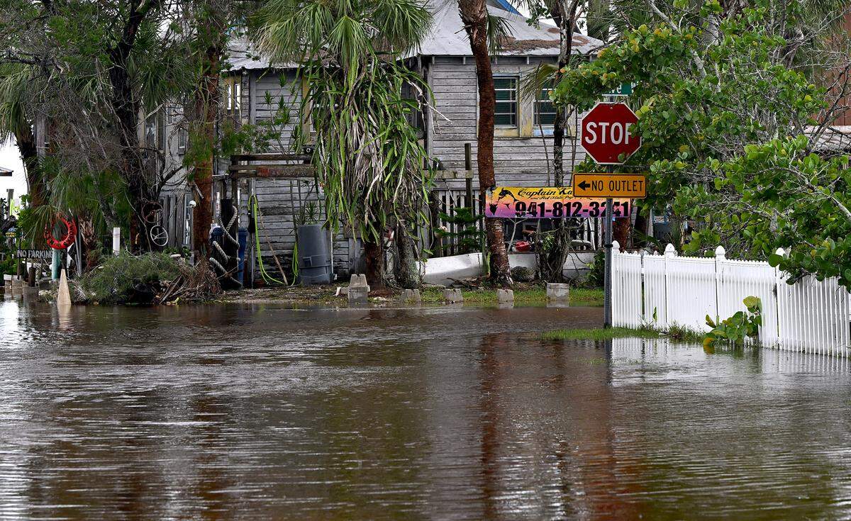 Areas of Cortez Village roads were covered by water on Monday, Aug. 5, 2024, after Hurricane Debby soaked Manatee County.
