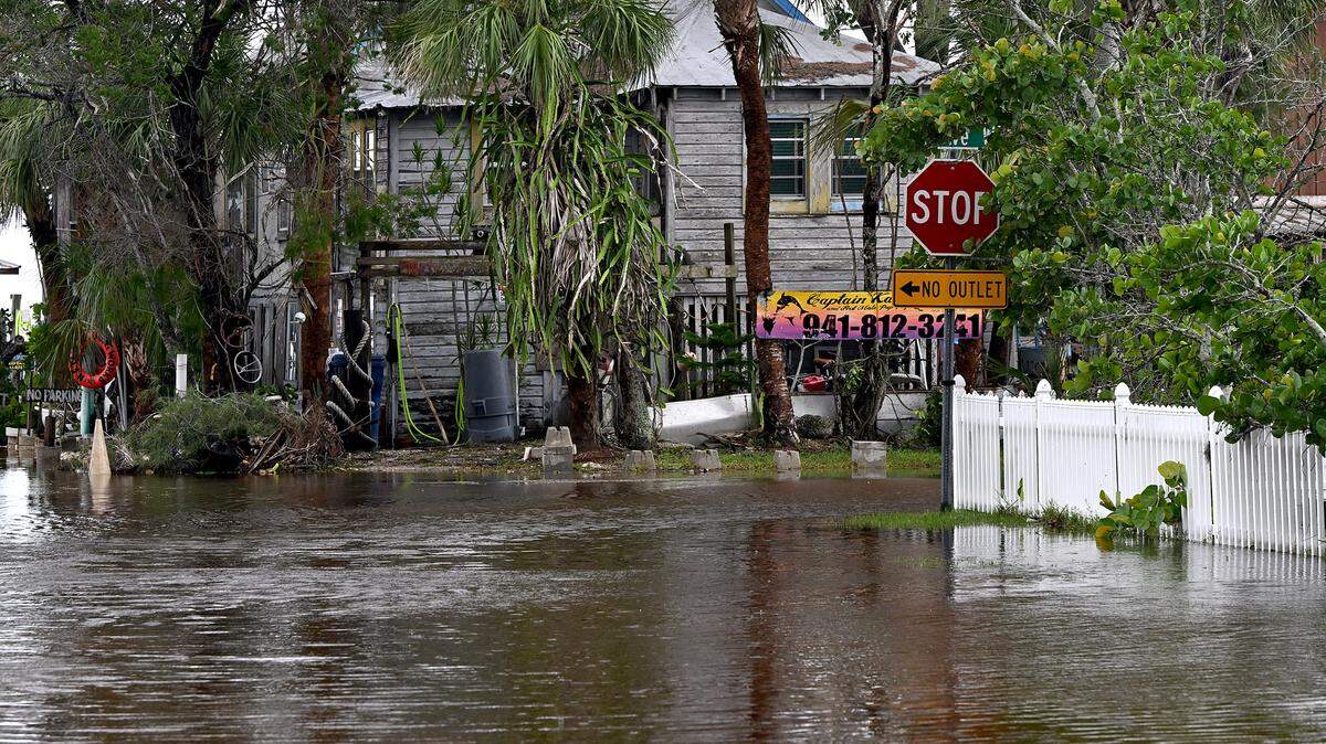 Areas of Cortez Village roads are covered by water on Monday, Aug. 5, 2024, after Hurricane Debby soaked Manatee County.