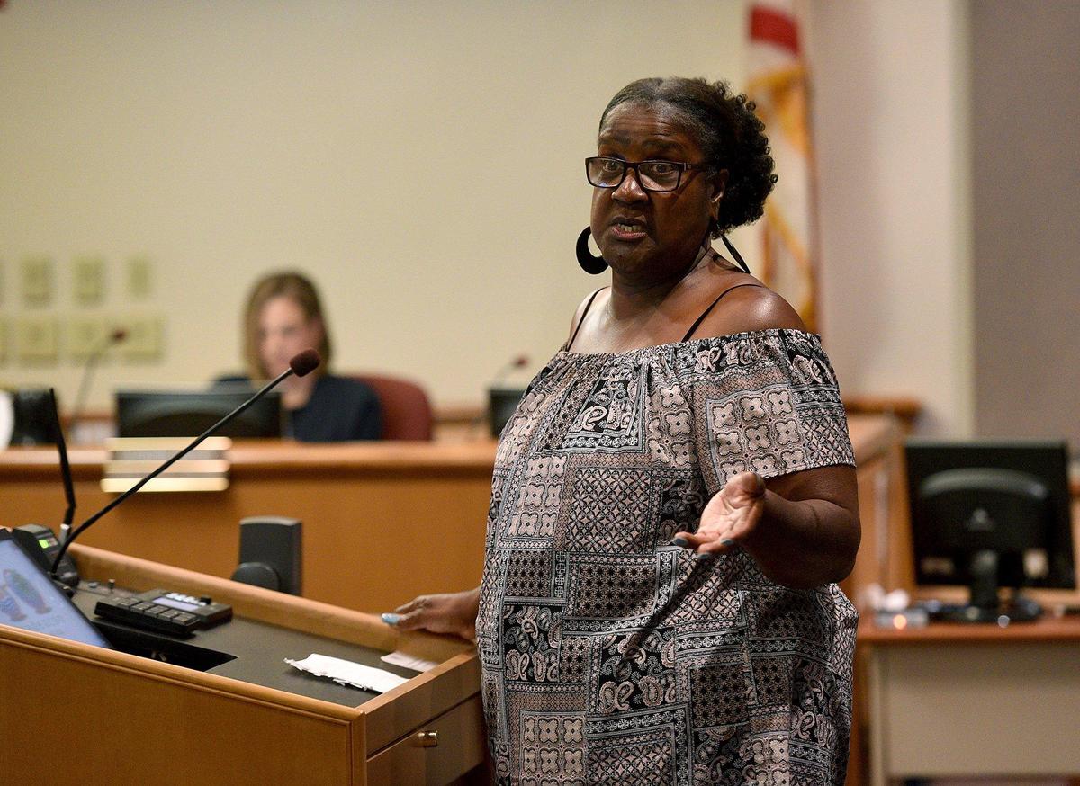 Betty Sailes Rhodes addresses the council during the Bradenton City Council meeting Wednesday, May 22.