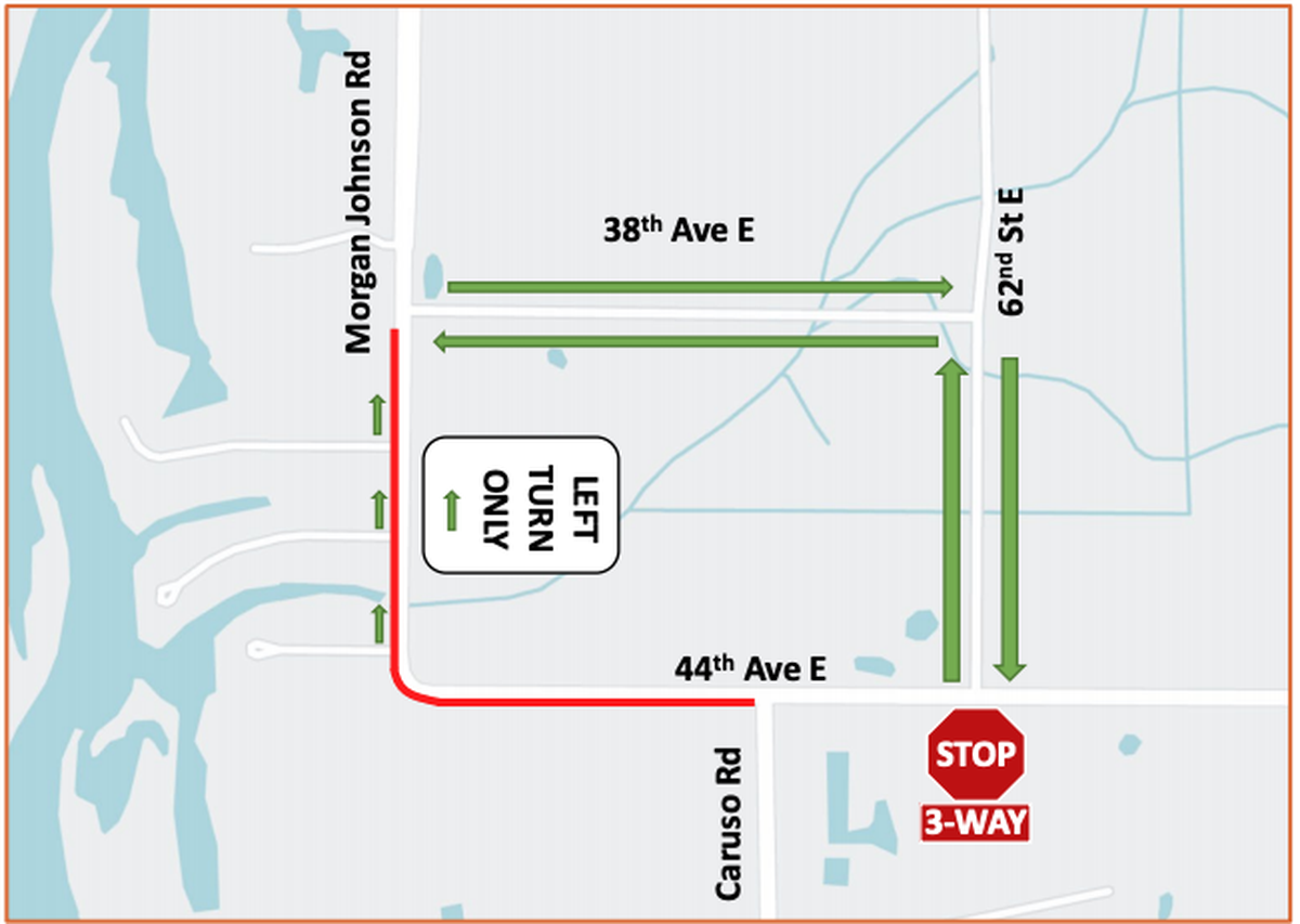 Morgan Johnson Road/44th Avenue East closure and detour.
