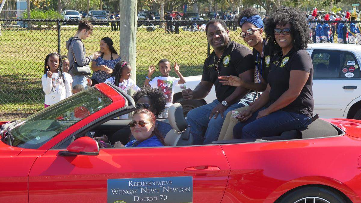 State Rep. Wengay “Newt” Newton poses for a photo during the Palmetto Youth Center’s annual Dr. Martin Luther King Jr. Parade. He and other elected officials, including city and county commissioners, joined in the celebration.