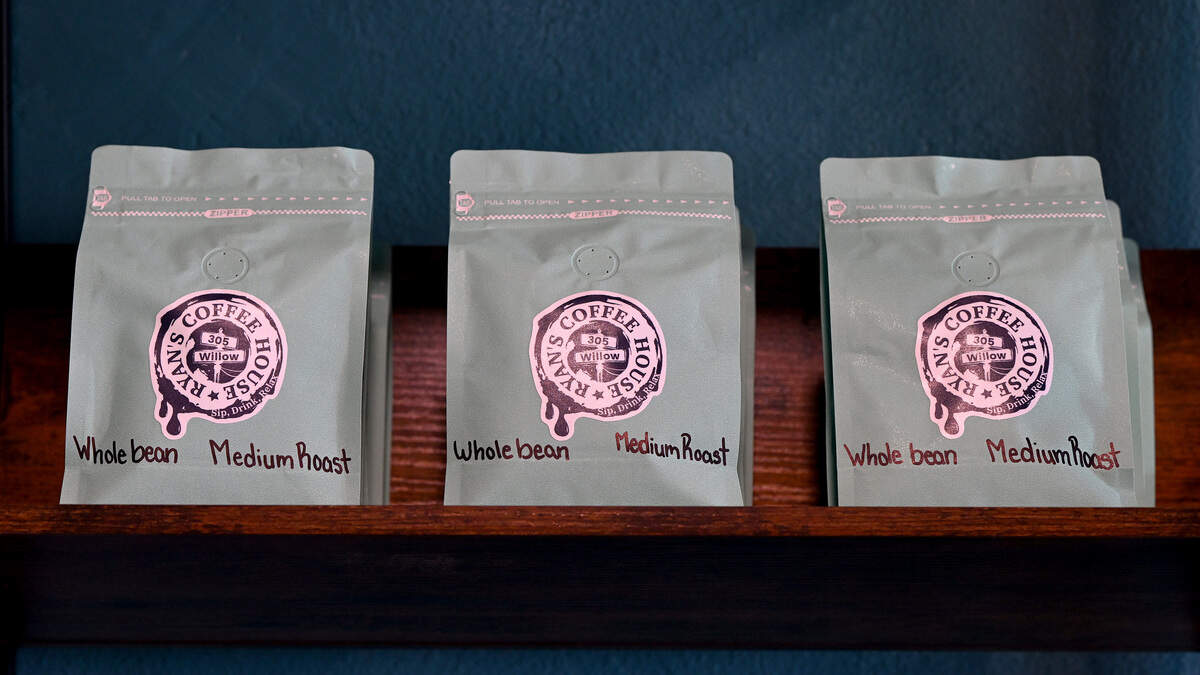 Bags of coffee at Ryan’s Coffee House in Parrish on Jan. 2, 2026.