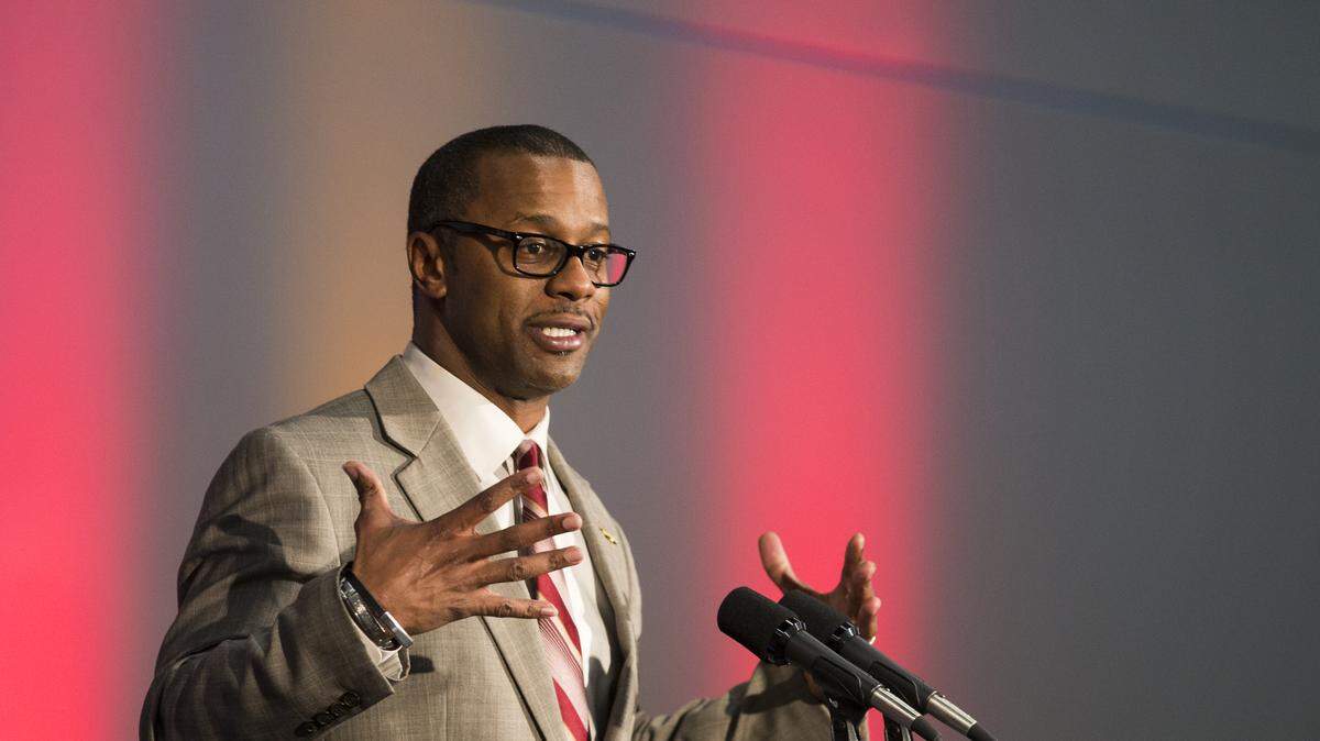 Willie Taggart speaks as he is introduced as Florida State's new football coach during an NCAA college football news conference in Tallahassee.  Wide receiver Tamorrion Terry was named an ACC breakout player by NCAA.com.