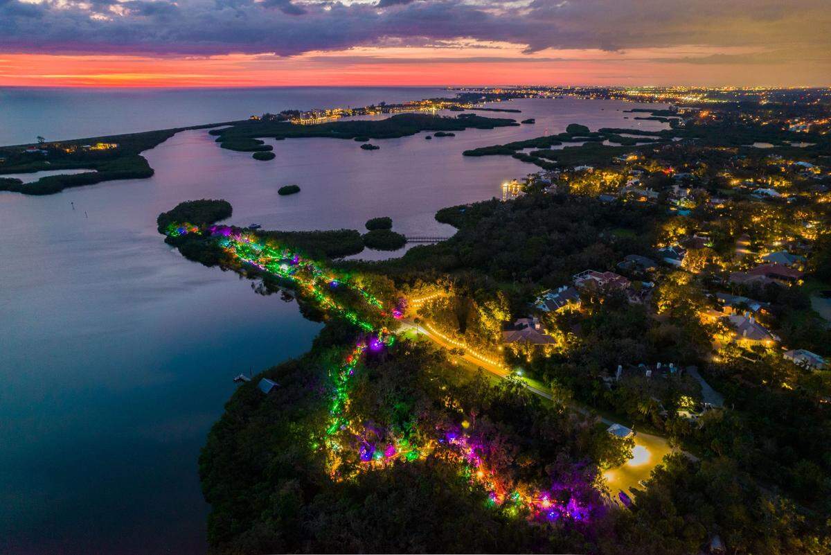 Fantastical illuminated scenes await guests at Marie Selby Botanical Gardens’ Lights at Spooky Point, running Oct. 3-Nov. 1, 2025, at the Historic Spanish Point Campus in Osprey.