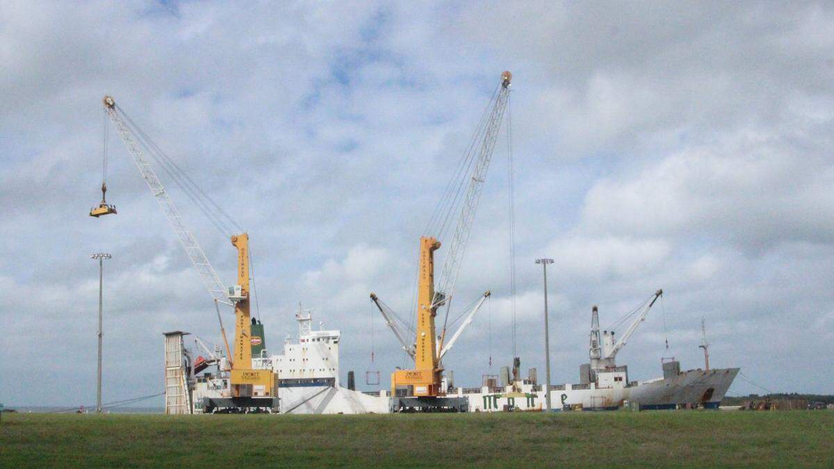 The Del Monte cargo ship Hornbay puts in at Port Manatee 52 weeks a year to unload cargo. The port annually imports 48 million pineapples, and more than one billion bananas.