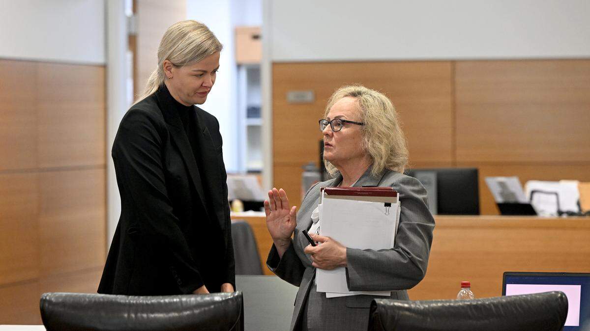 Brittany Geiman, 33, with attorney Marie-Louise Samuels Parmer, has been convicted in Manatee County manslaughter trial after prosecutors say she backed over her 2-year-old son, Maverick, in the family’s driveway in March 2024. 