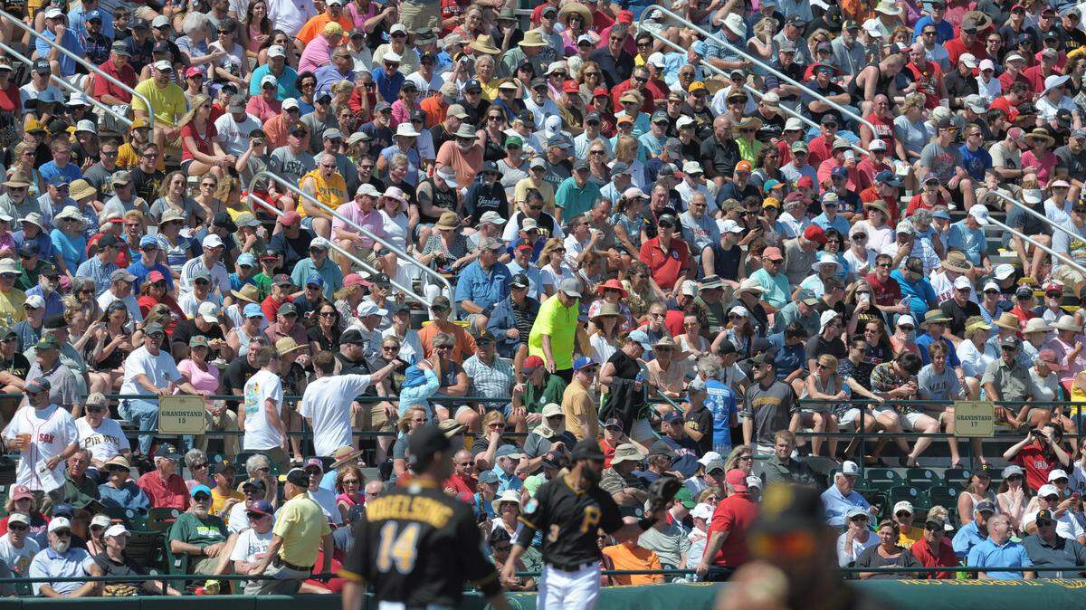 A packed house as the Pittsburgh Pirates host the Boston Red Sox at McKechnie Field in Bradenton. 
 GRANT JEFFERIES/Bradenton Herald File Photograph