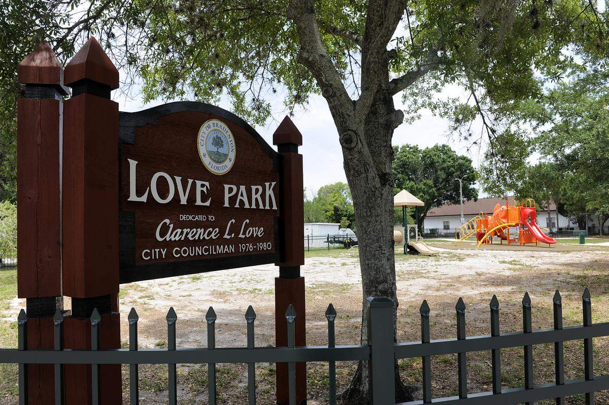 In May 2014, Love Park underwent improvements including a new fence, playground equipment and plantings.