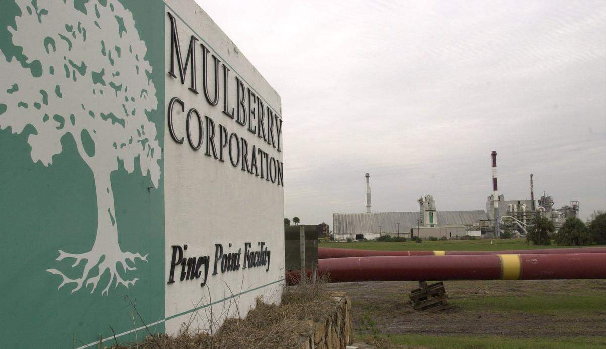 Mulberry Corporation’s Piney Point Facility in north Manatee, across from Port Manatee. Photo Jefferies 2-13-02