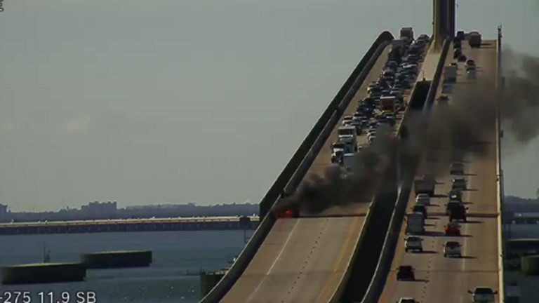 Lanes reopen after vehicle fire caused traffic delay on Skyway Bridge, FHP says