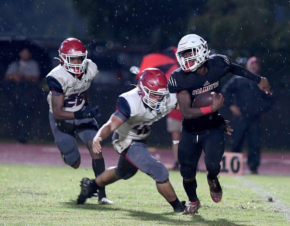 Palmetto High senior wide receiver LaJohntay Wester, above, grew up with Eddravian Butler and Kobe Mays playing Pop Warner football together for the Palmetto Trojans.