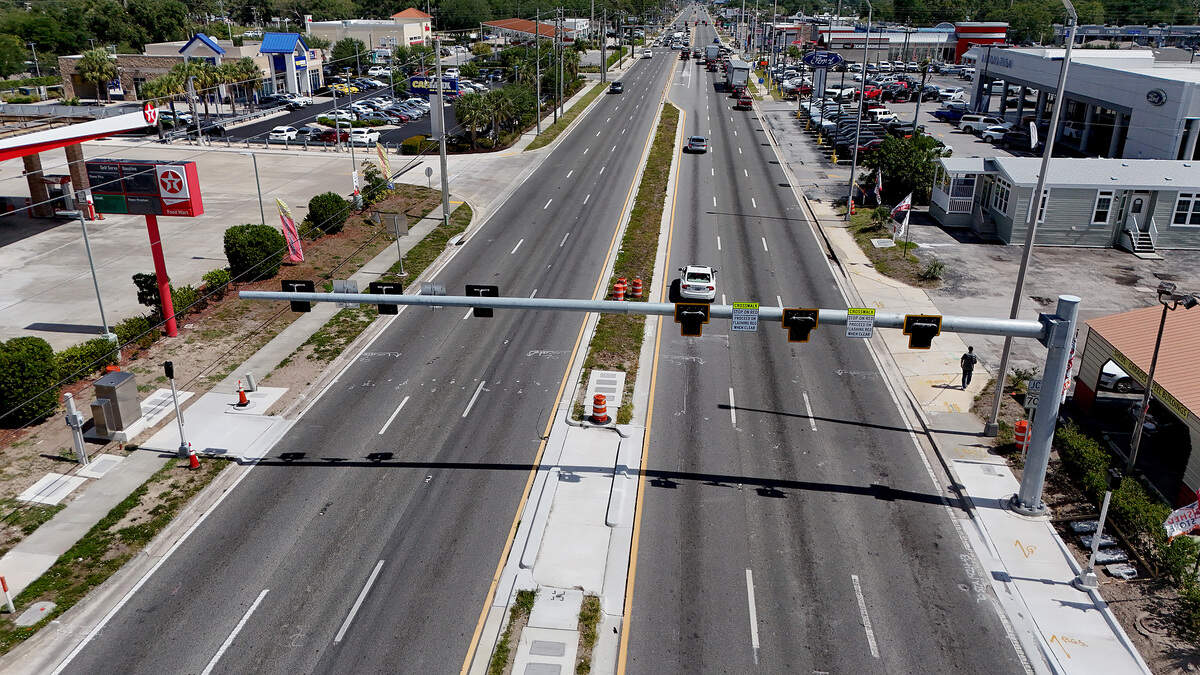 Seven mid-block crosswalks with pedestrian beacons signs and pavement markings are under construction by the Florida Department of Transportation on U.S. 41 between 63rd Avenue West and 53rd Avenue West in Bradenton. Shown here on May 18, 2026.
