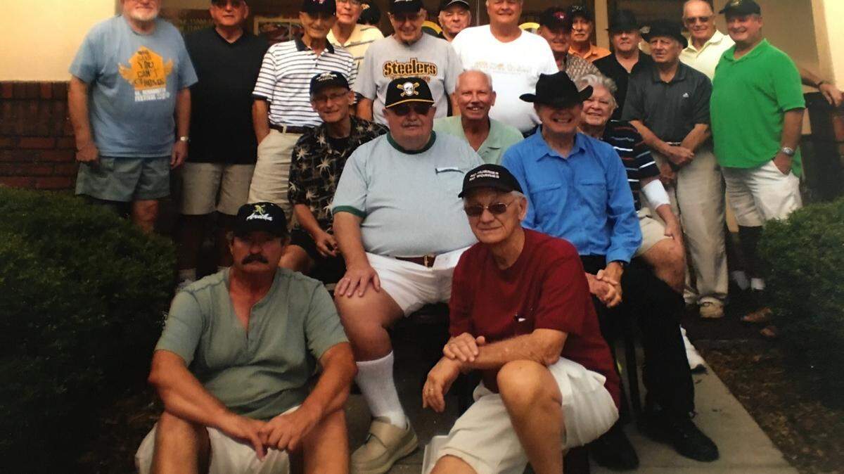 The Gold Tree Co-Op mobile home park Black Hats of Bradenton have gone out to lunch once a month for the past 16 years. The men's group enjoys its outings at the same time the Gold Tree's Red Hat women have their lunch outings. Most of the Black Hats have Red Hat wives. 
 PROVIDED PHOTO