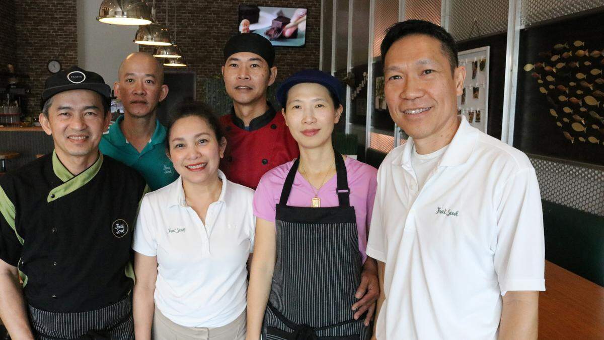 The staff at the Thai Seed Restaurant includes, front, left, Chef Joe, Gao Rochananvibhata, Aee, Sorn Rochananvibhata, left, rear, Chef Paul, and Chef Kay.