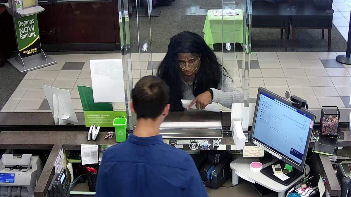 At about 9:30 Thursday morning a suspect passed a note to a teller at Regions Bank on Manatee Ave. East and demanded money.
