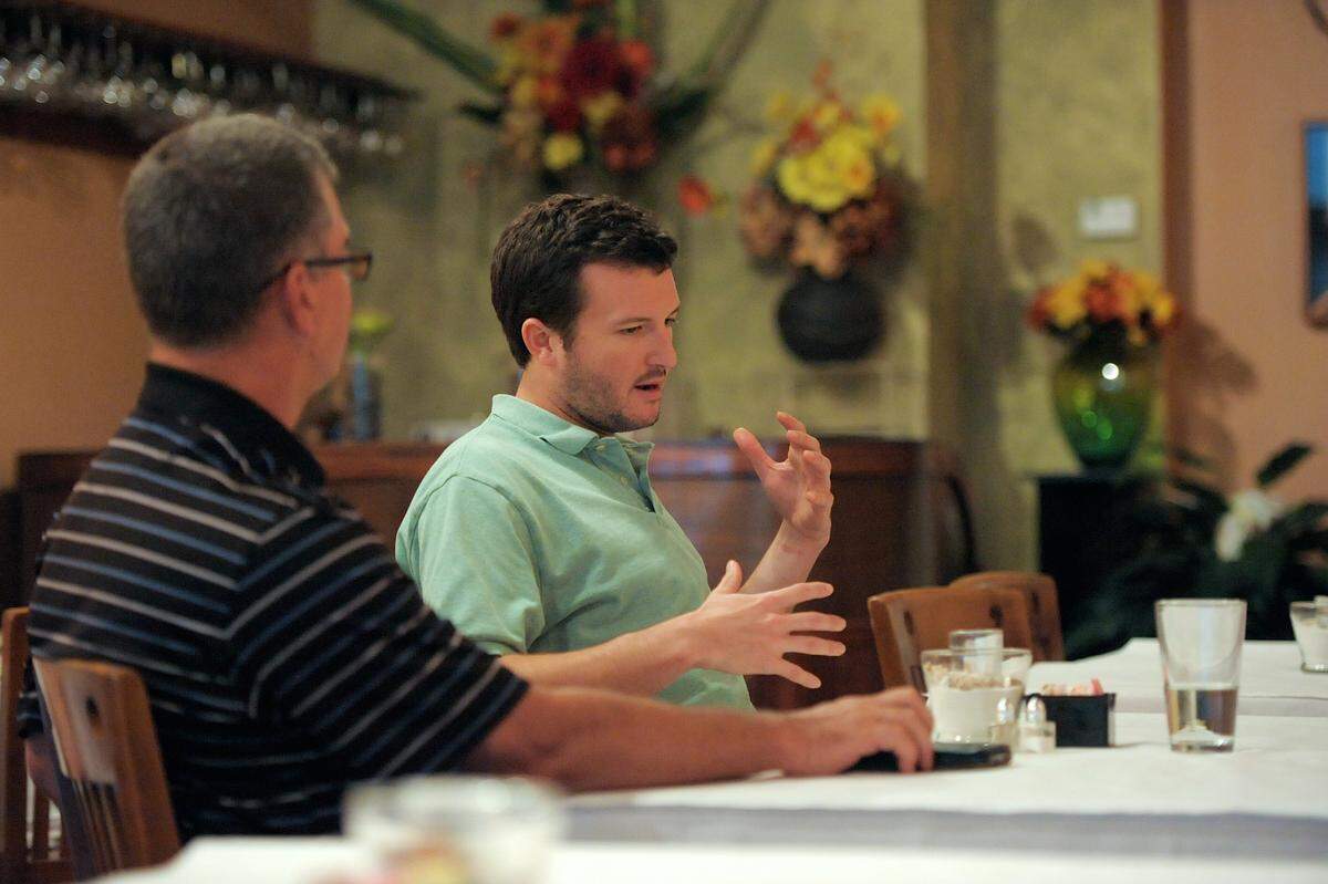 Chef Rich Knowles, at right, became the new owner of Ezra, a popular restaurant on Manatee Avenue West in 2014. He closed the restaurant and reopened it as enRich Bistro. He is shown with his father and partner Dick Knowles, left.