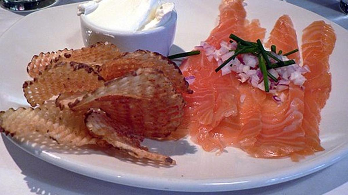 Smoked salmon dish